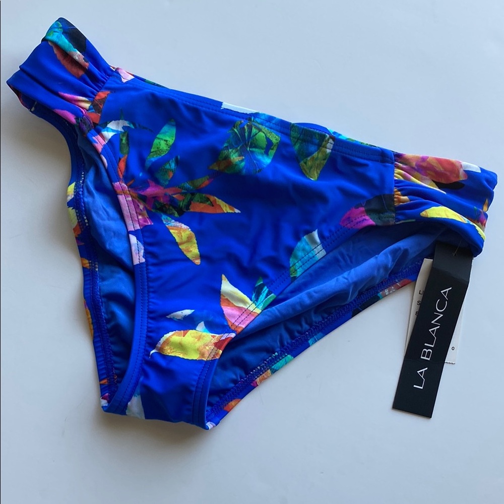 La Blanca Blue Tropical Print Bikini Bottom